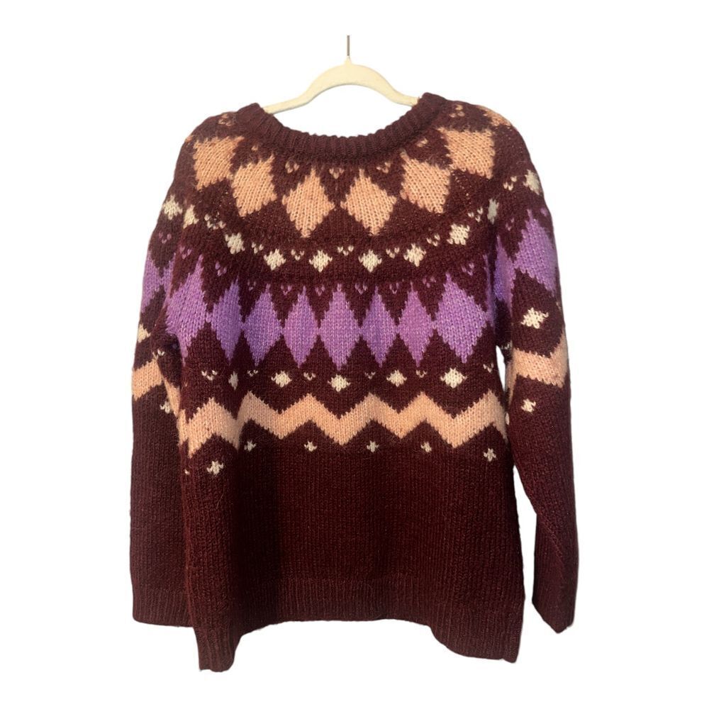 Vero Moda Womens Purple Filipa‎ Fair Isle Sweater, XL - Picture 3 of 7